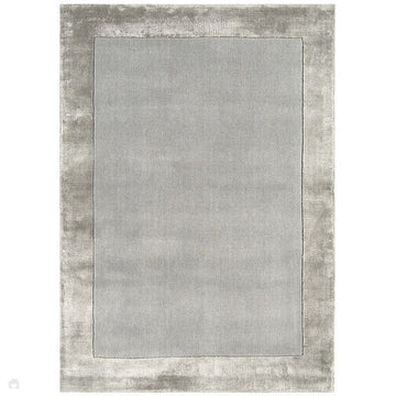 Ascot Modern Plain Hand-Woven Wool Centred Loop Pile Metallic Shimmer Wide Viscose Border Pale Silver Grey/Platinum Grey Rug-Asiatic Carpets-Rug Love - The Most Loved Rug Store
